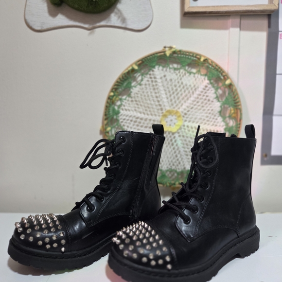 Black Studded Women's Boots - Picture 2 of 5